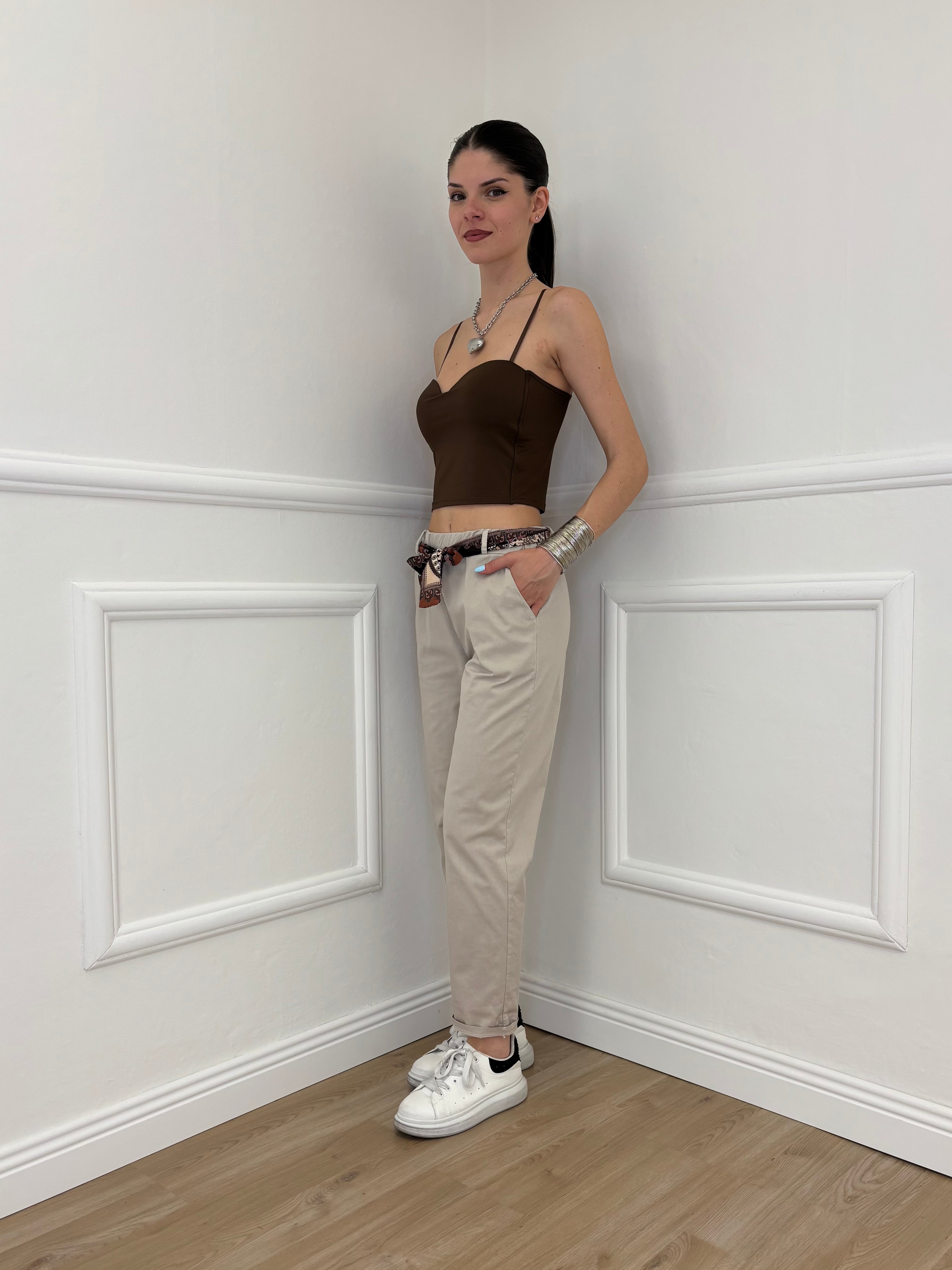 Pantalone Cotone Fusciacca 1508 Ecru