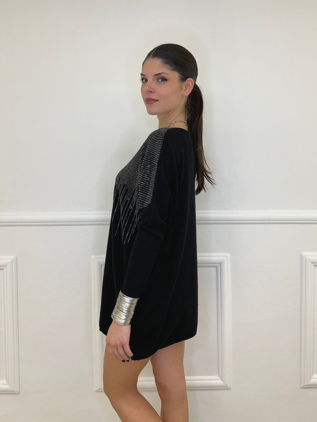 Maxi Maglia Strass 5292 Nero