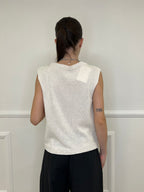 Maglia Smanicata Traforata 6972 Panna