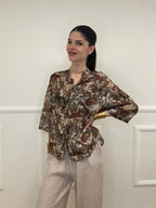 Camicia Jungle Cotone e Seta 93-242 Marrone