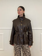 Giacca Over Eco Pelle Cintura 30197 Moro