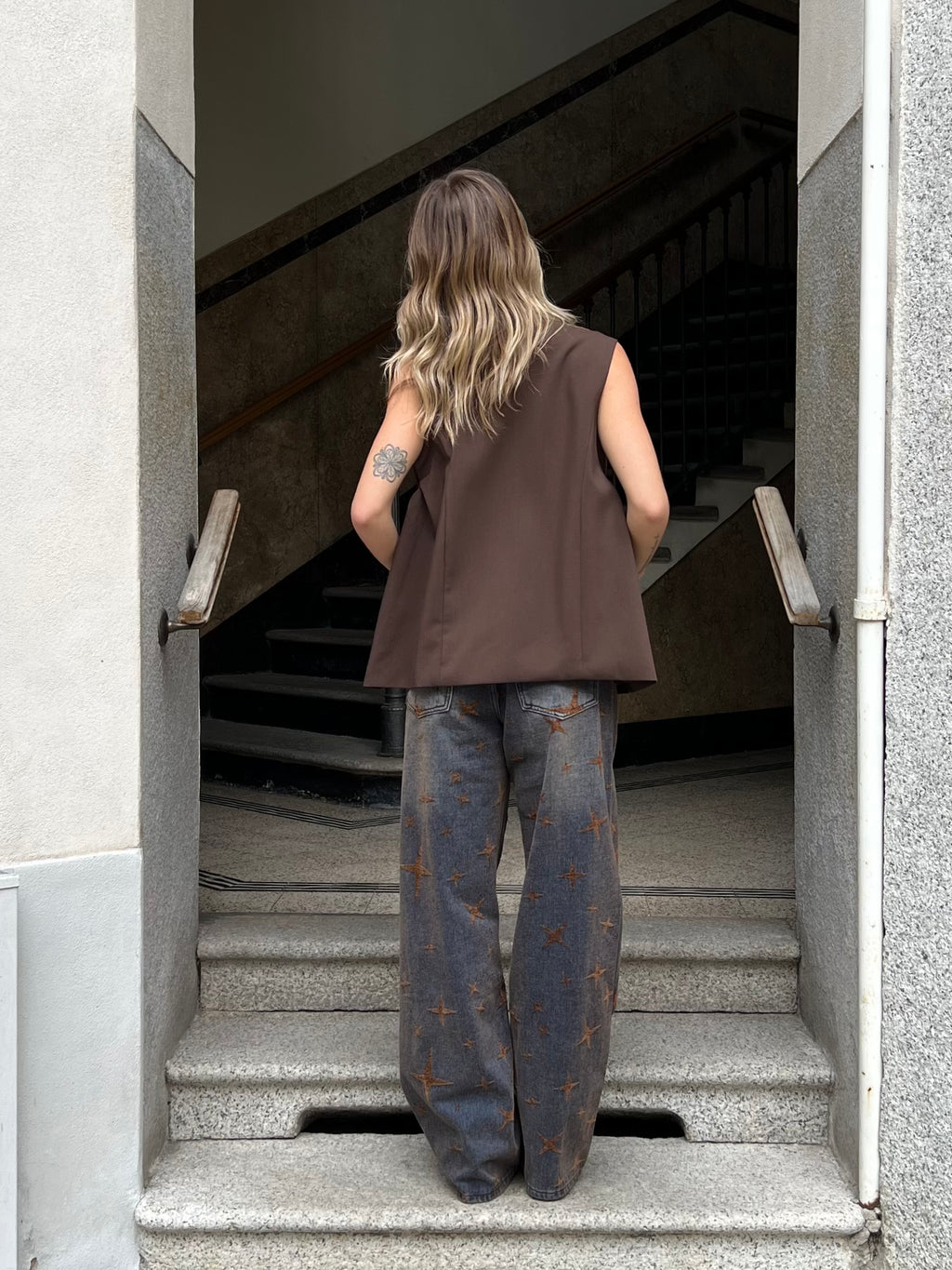 Jeans Barrel Floccato Stelle 9185 Blu