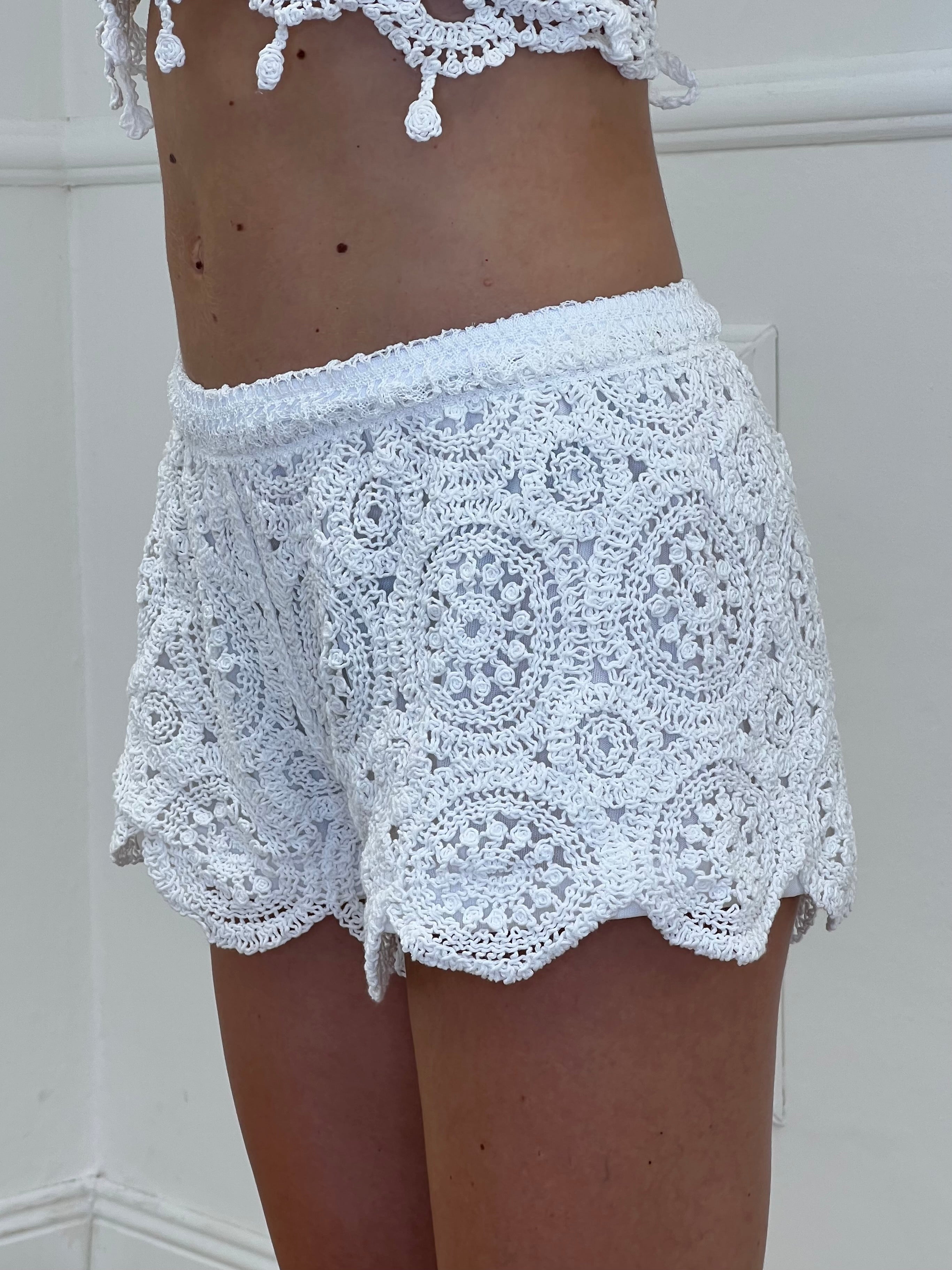 Shorts Crochet 28054 Bianco