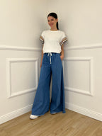 Pantalone a Palazzo Chambray Coulisse 7173