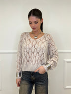 Maglia Losanghe Traforata 3191 Ecru