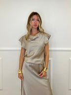 Blusa Satin Scollo Morbido 2548 Ecru