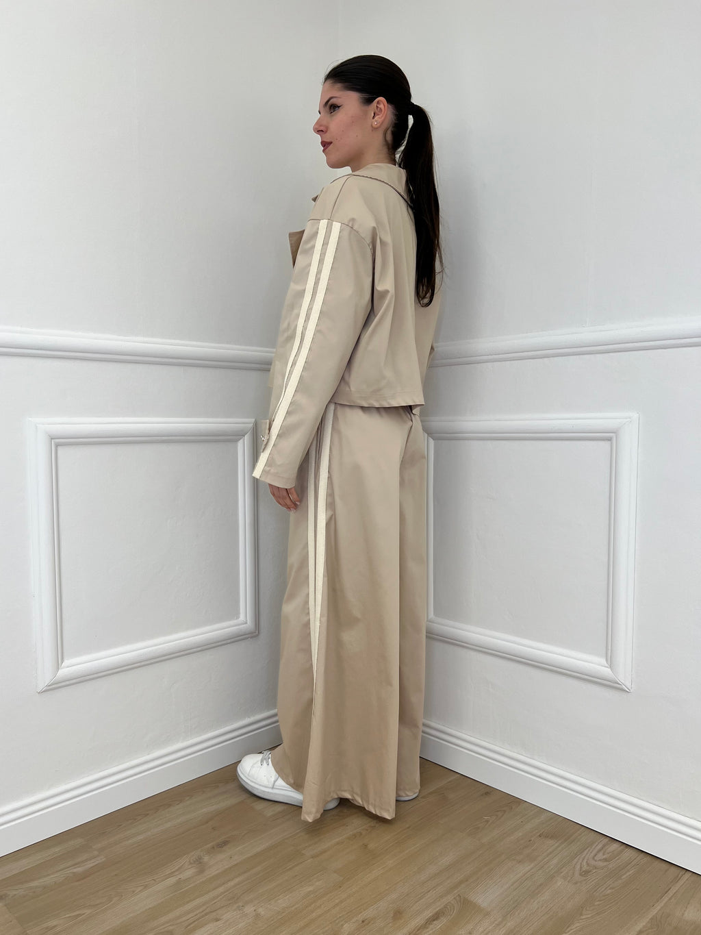 Pantalone Palazzo Bande 7809 Ecru