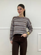 Maglia Girocollo Multicolor 25205 Marrone