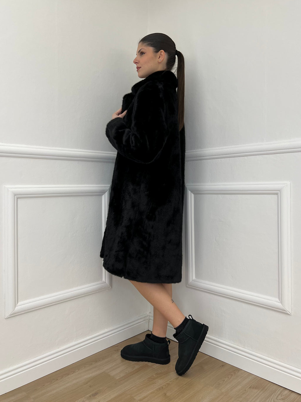 Cappotto Pelliccia 6619 Nero