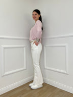 Pantalone Flare Cintura 26513 Bianco