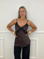 Top In Raso Con Pizzo 80228 Moro
