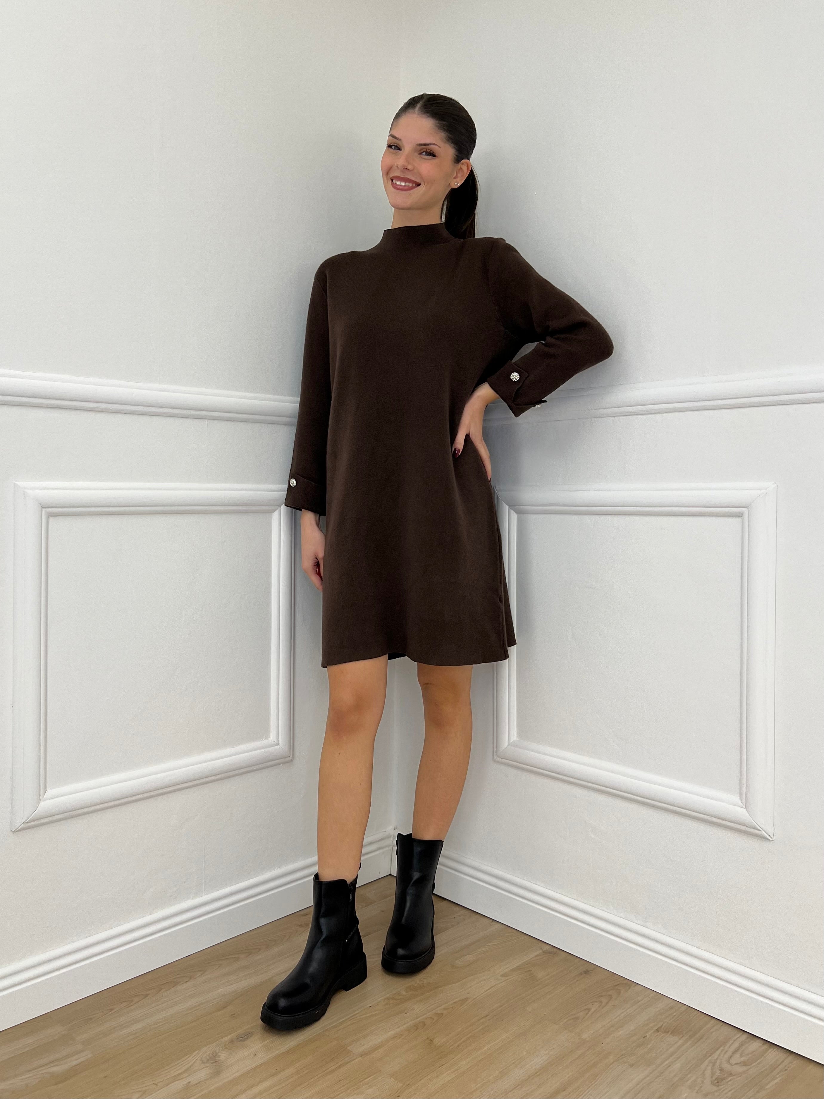 Abito in Maglia 9432 Marrone