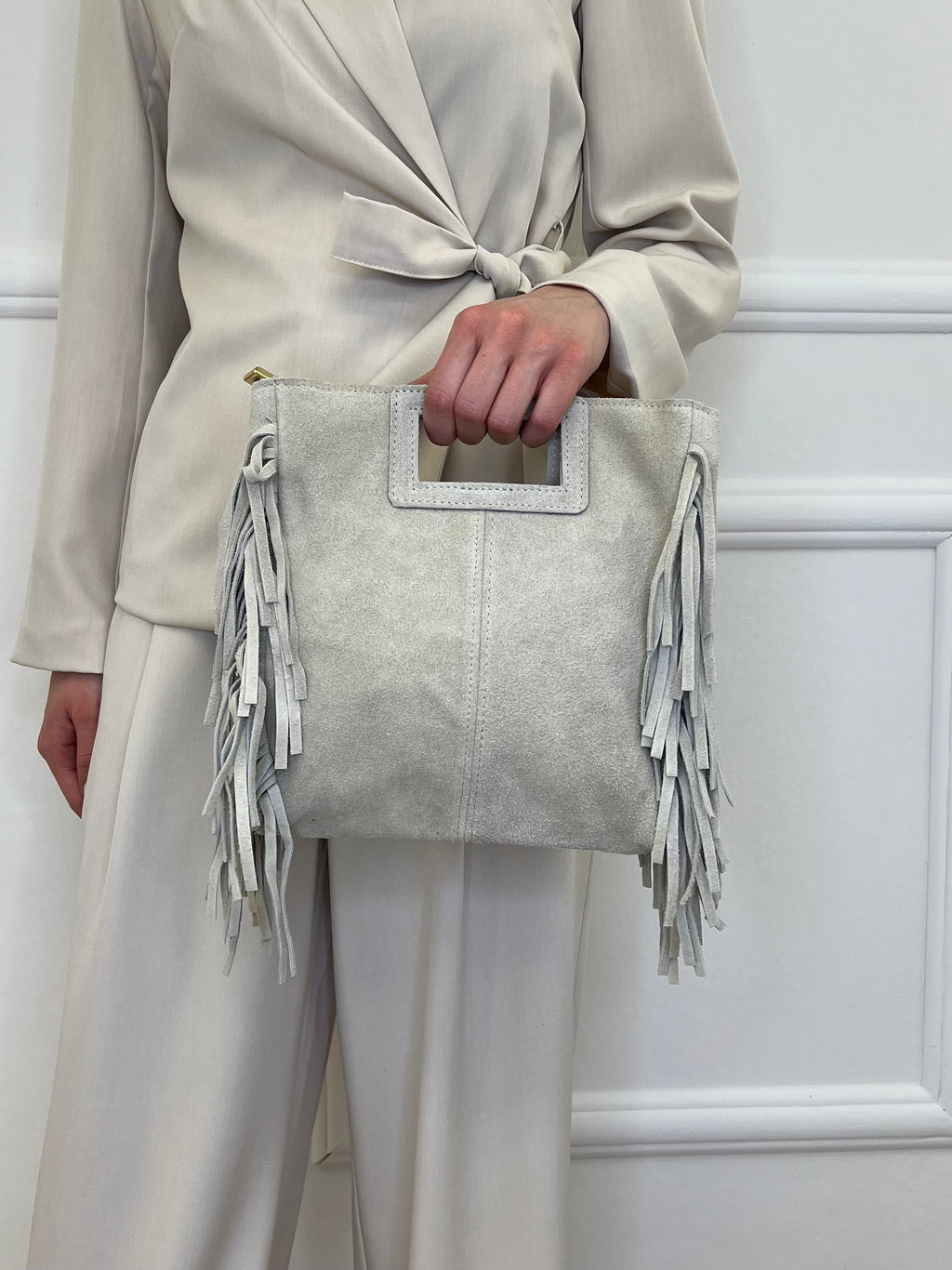 Borsa Vera Pelle Con Frange e Manico VPF026