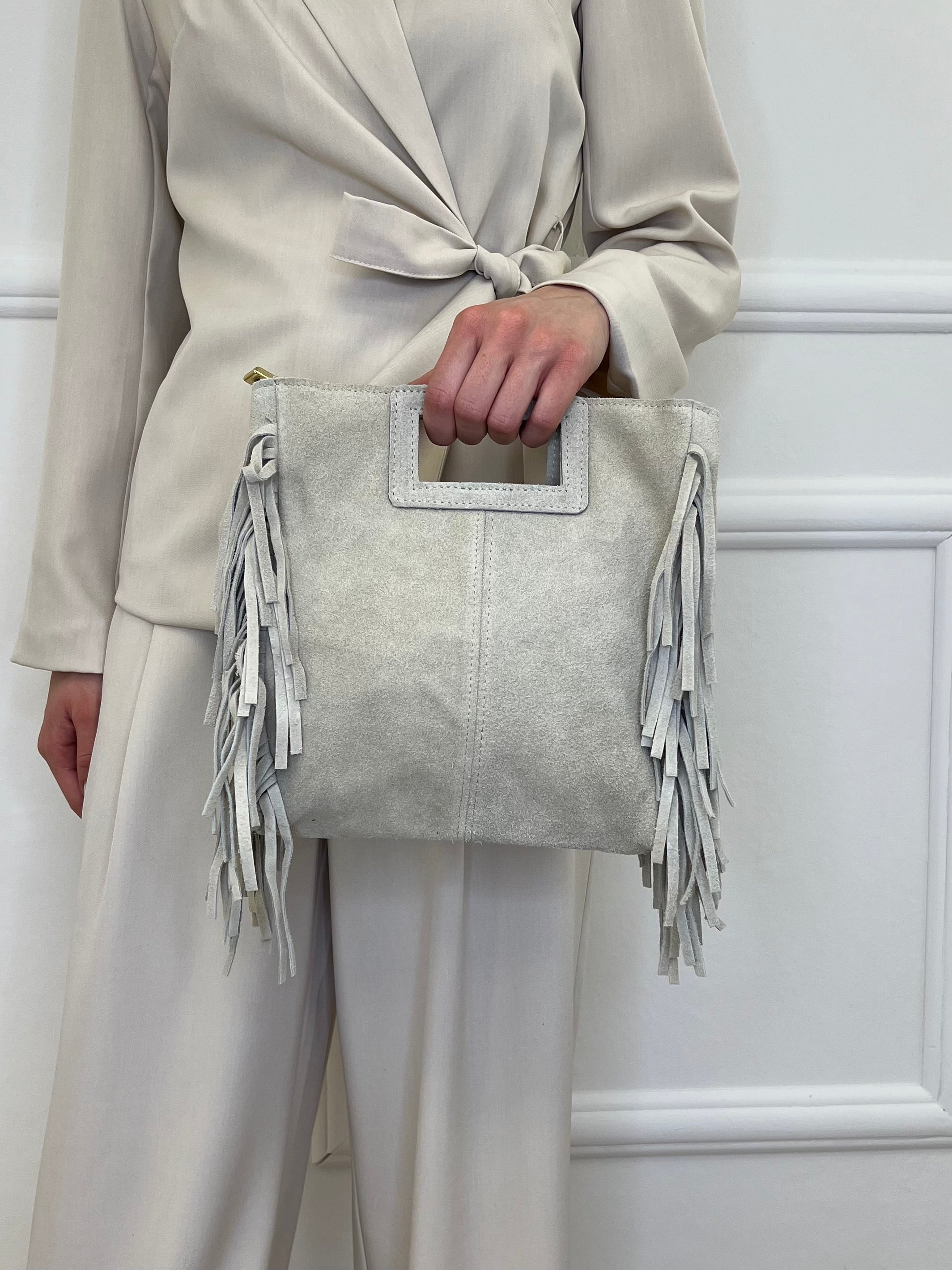 Borsa Vera Pelle Con Frange e Manico VPF026