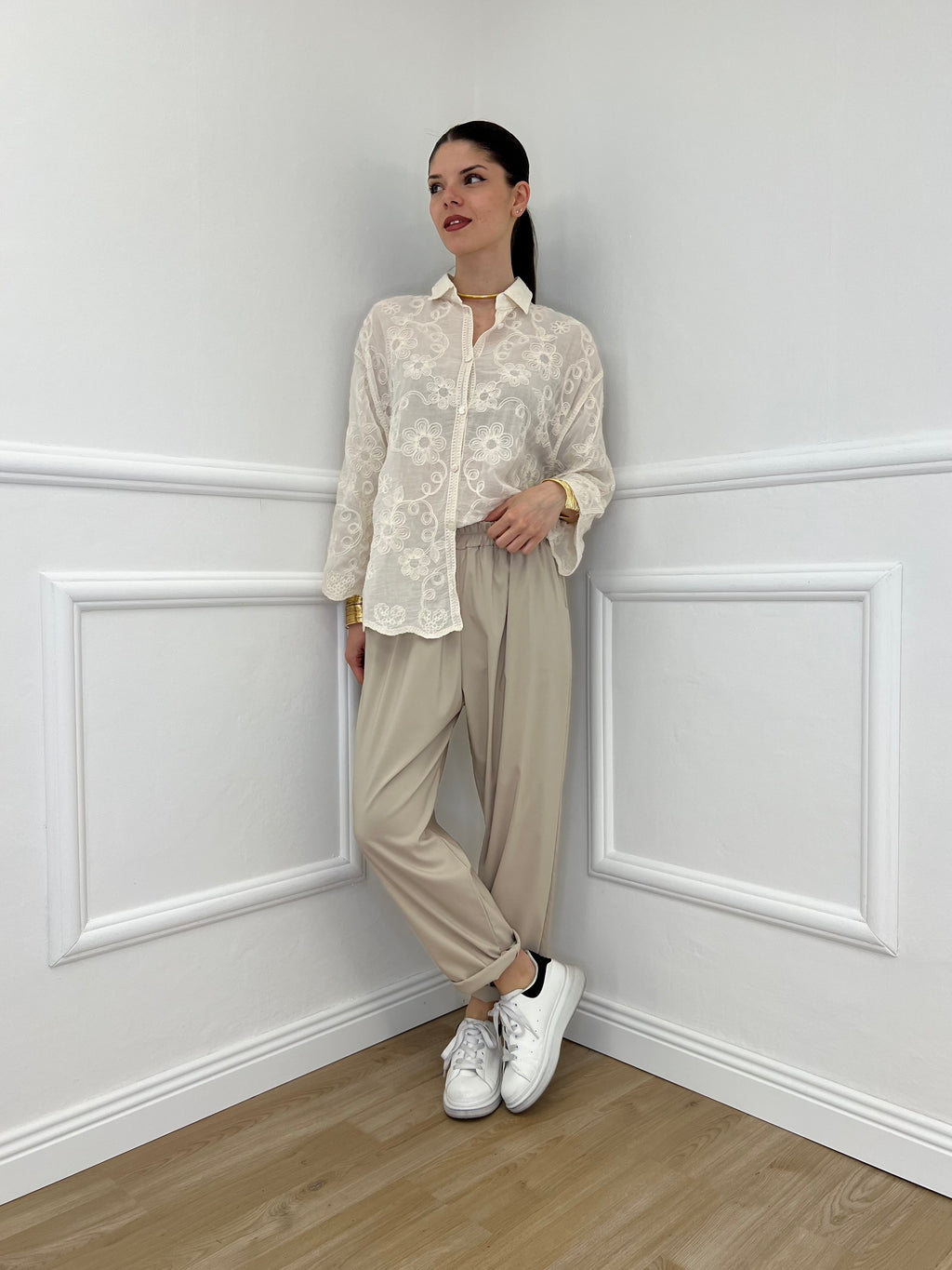 Pantalone Baggy Viscosa 2815 Beige