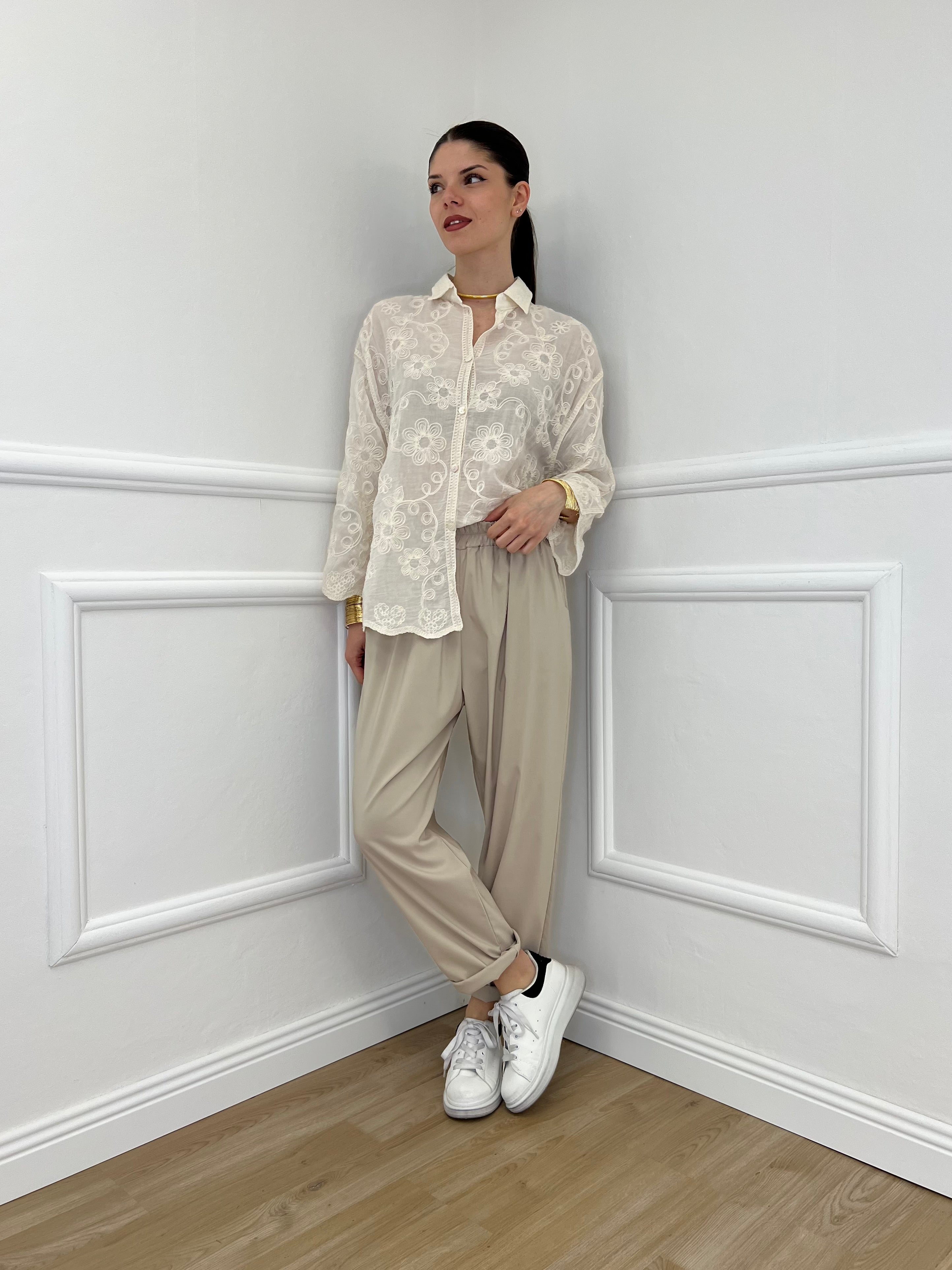 Pantalone Baggy Viscosa 2815 Beige