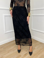 Gonna Tulle Ricami 139-833 Nero