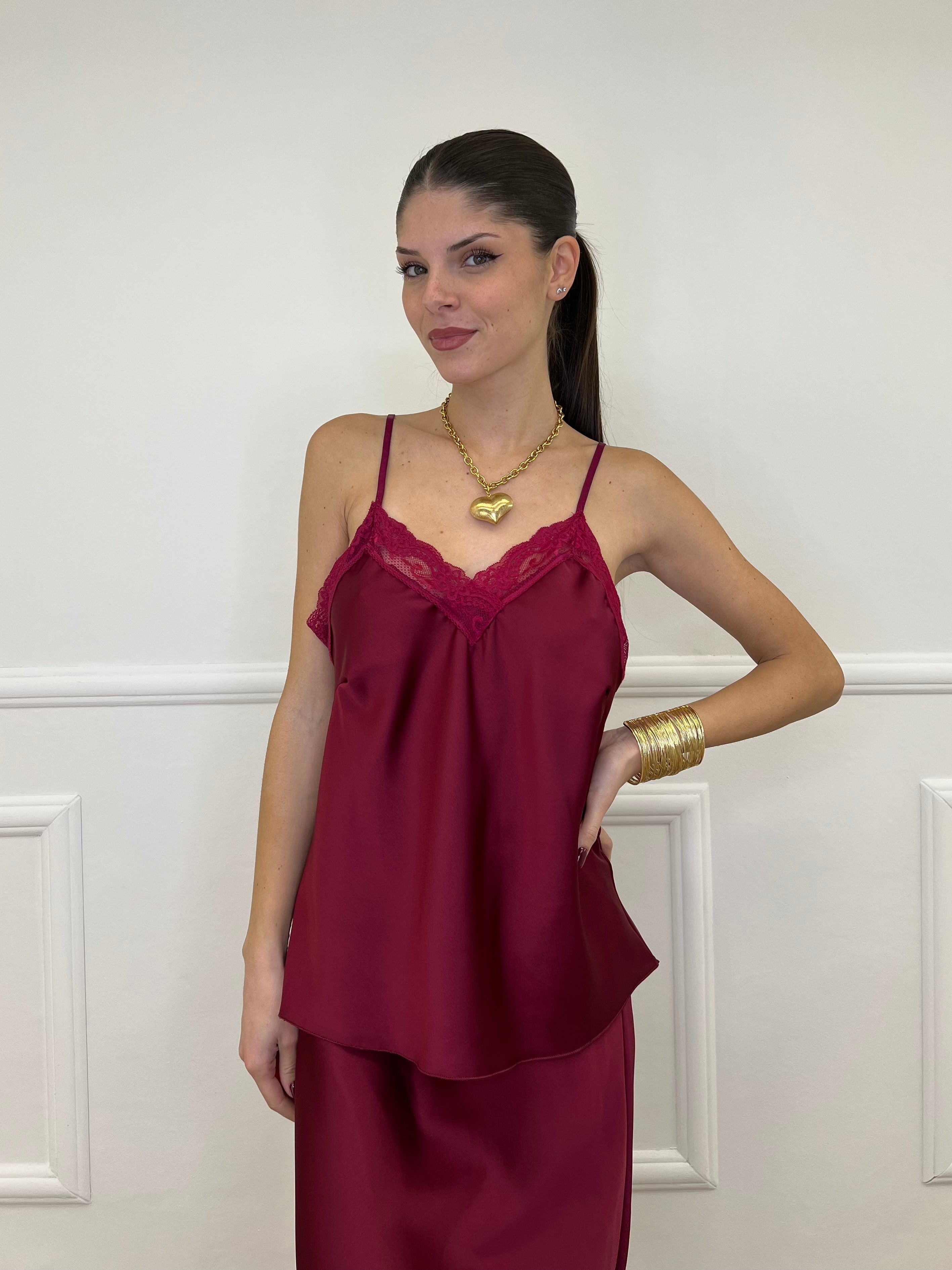 Top Satin con Pizzo 1542