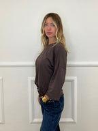 T-shirt Boxy Maniche Lunghe T10512 Moro