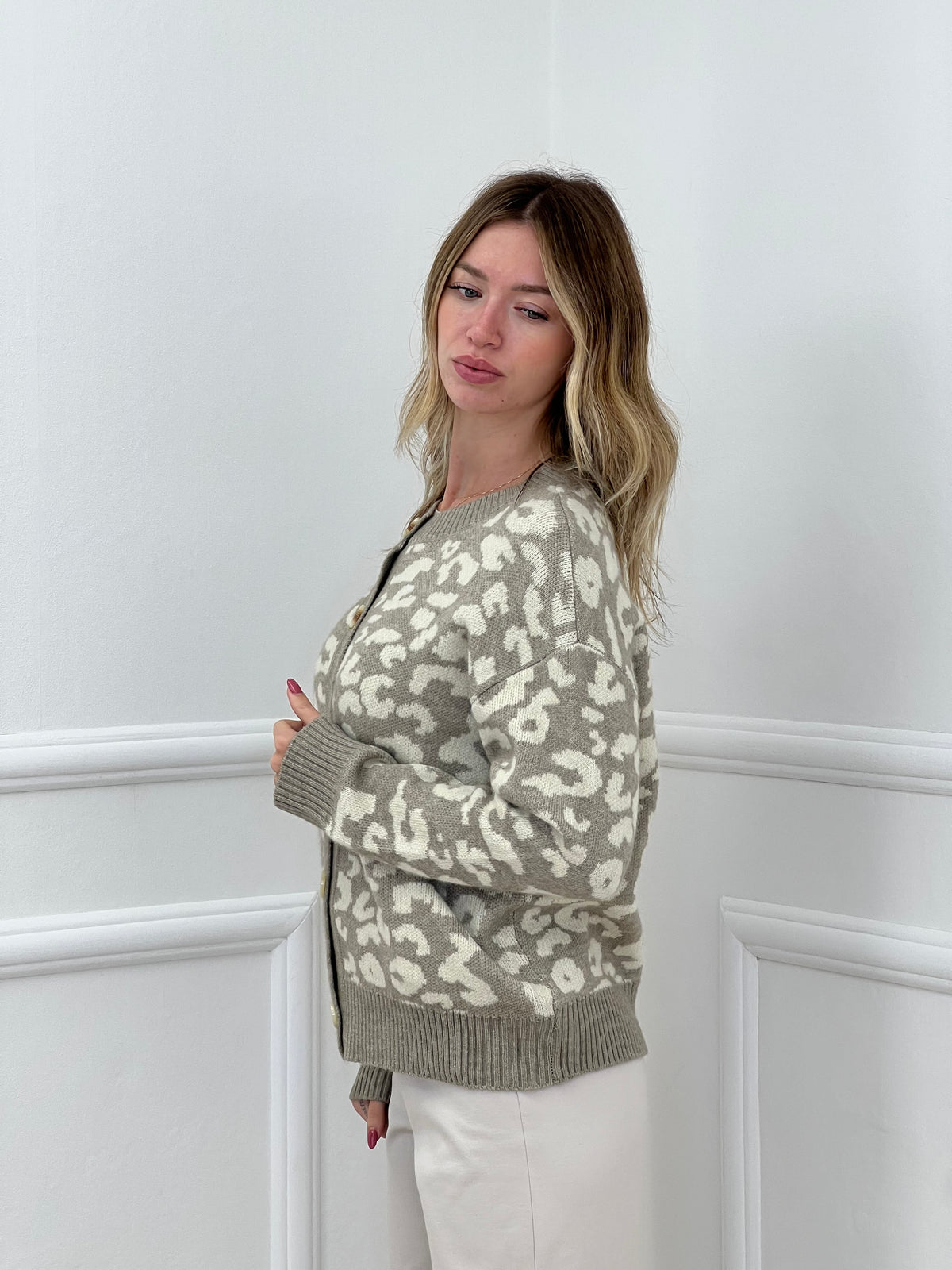 Cardigan Coreana Maculato 1907 Ecru