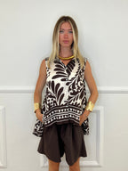 Camicia Trapezio Fantasia 4565 Marrone