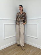 Camicia Jungle Cotone e Seta 93-242 Marrone