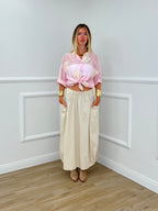 Camicia In Tencel Con Ricami 93-767 Rosa