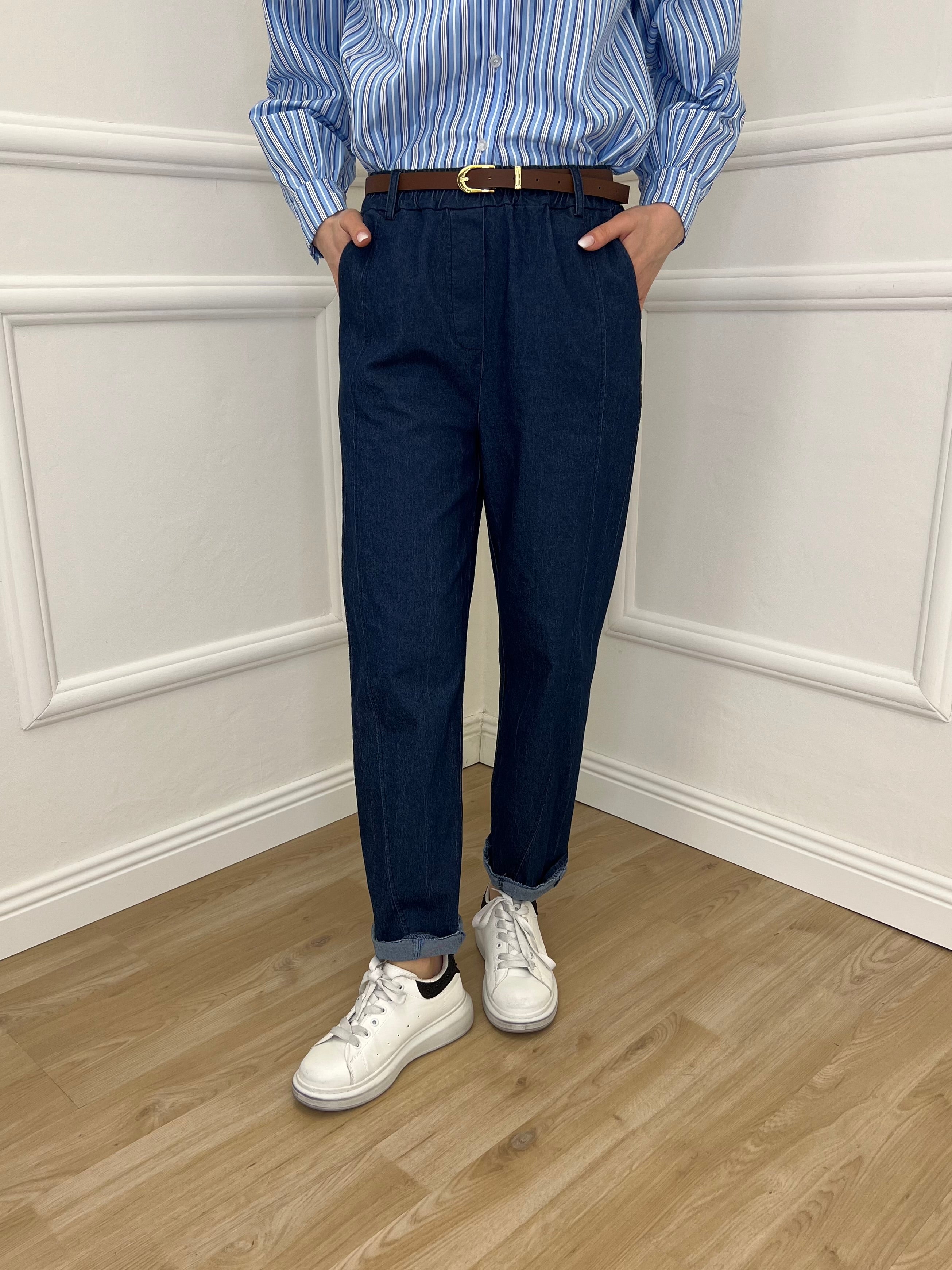 Pantalone Balloon Chambray 36893 Blu