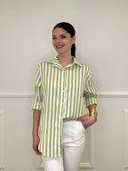 Camicia In Cotone a Righe 82062 Verde