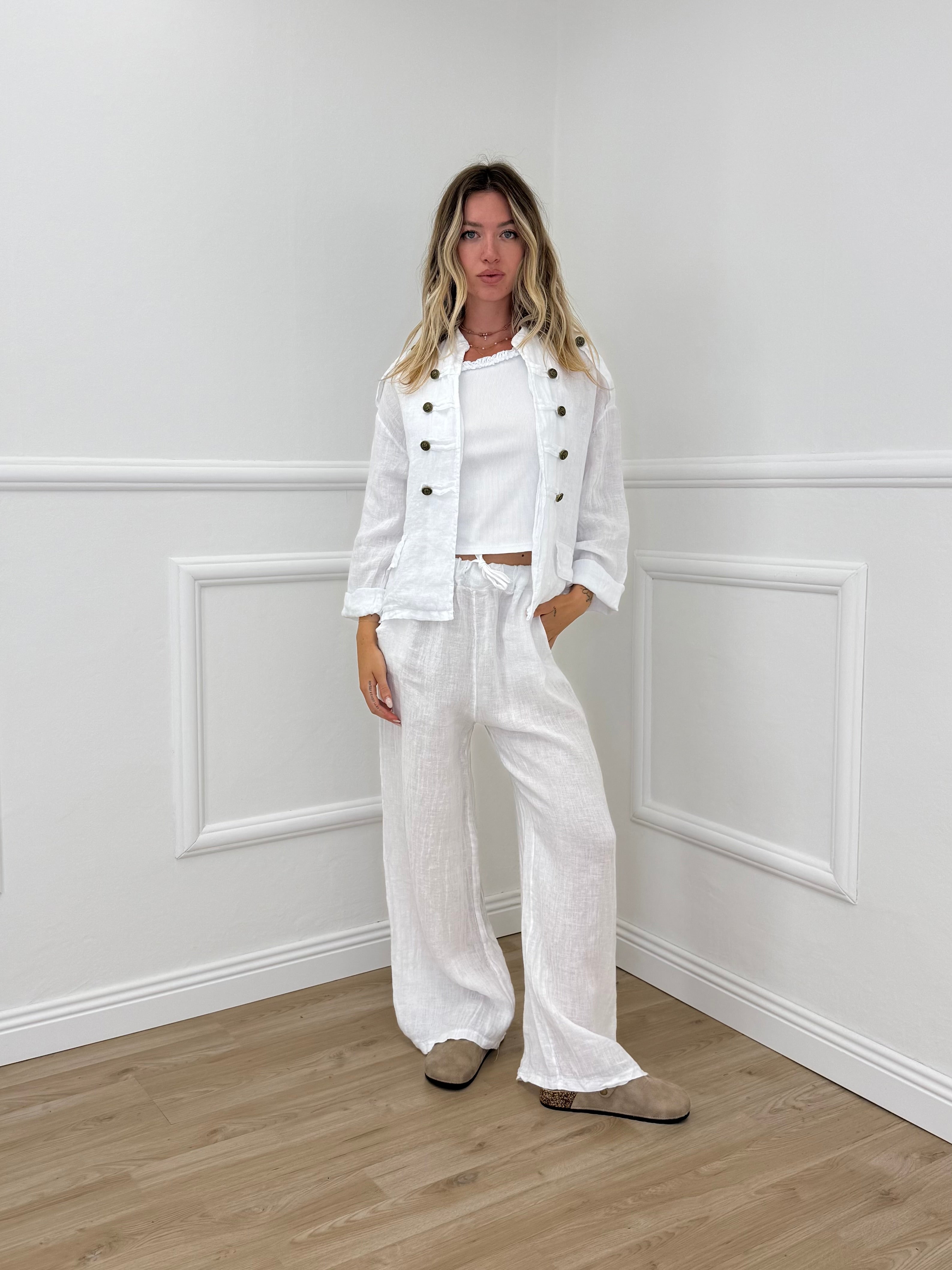 Giacca 100% Lino Alamari 926165 Bianco