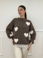 Maglia Shetland Cuori 2405 Moro
