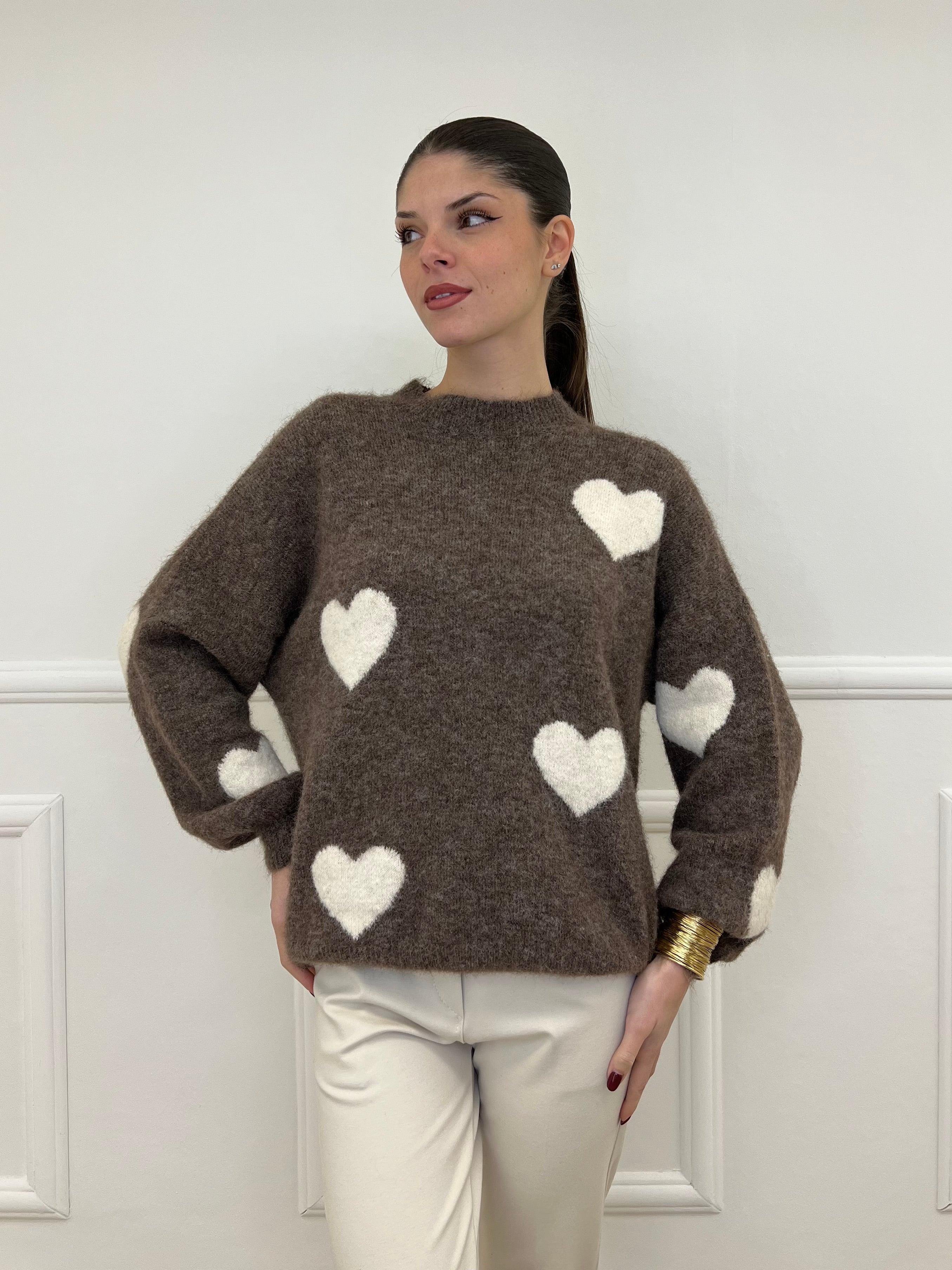 Maglia Shetland Cuori 2405 Moro
