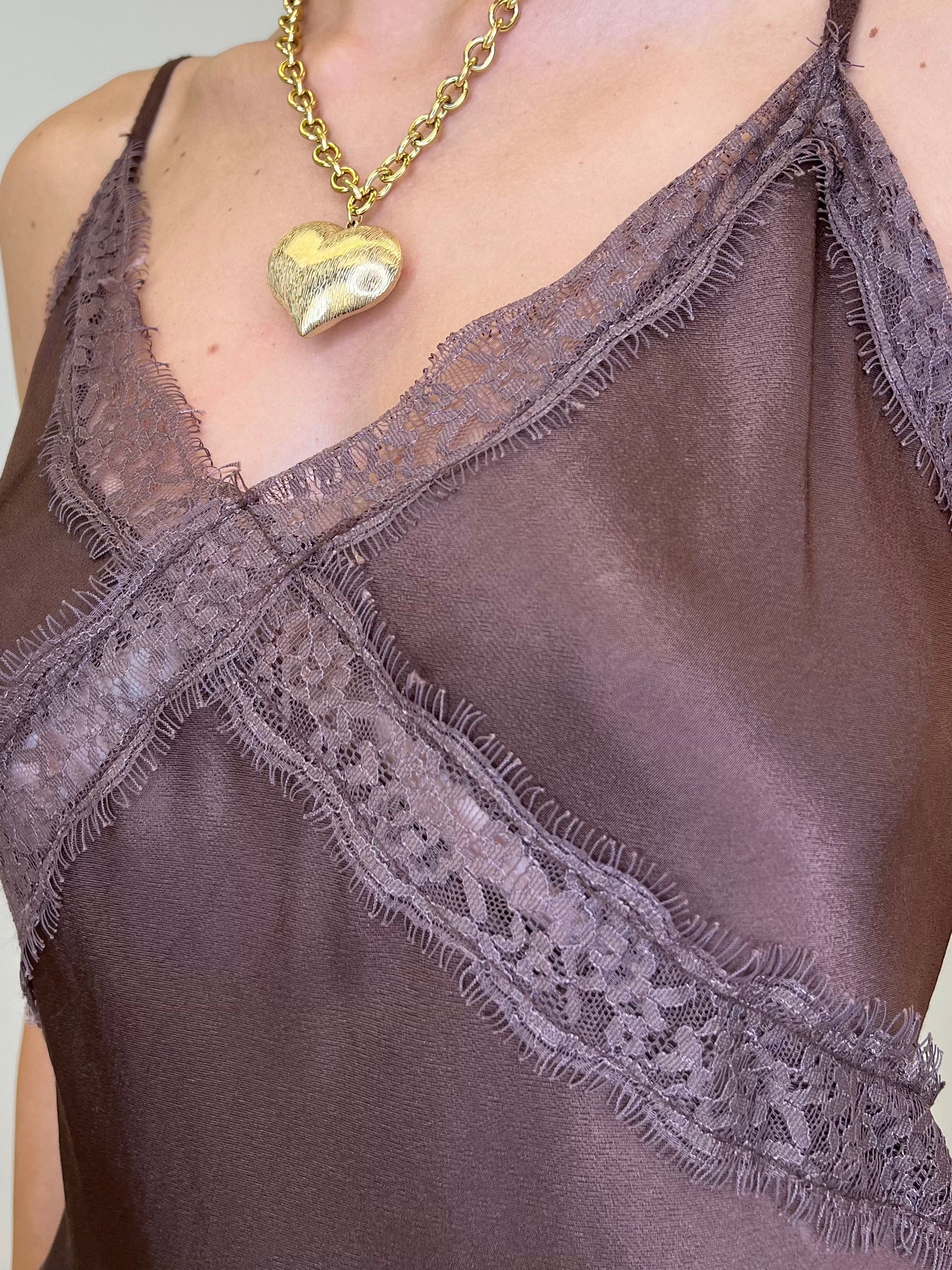 Top Raso con Pizzo 80228 Marrone