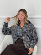 Camicia Check 17298 Marrone e Azzurro