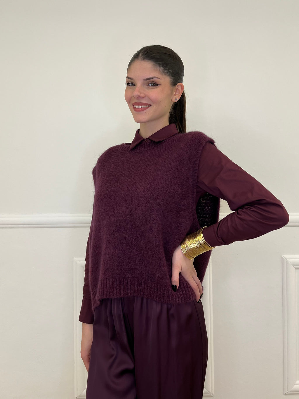 Gilet Kid Mohair 5218 Burgundy