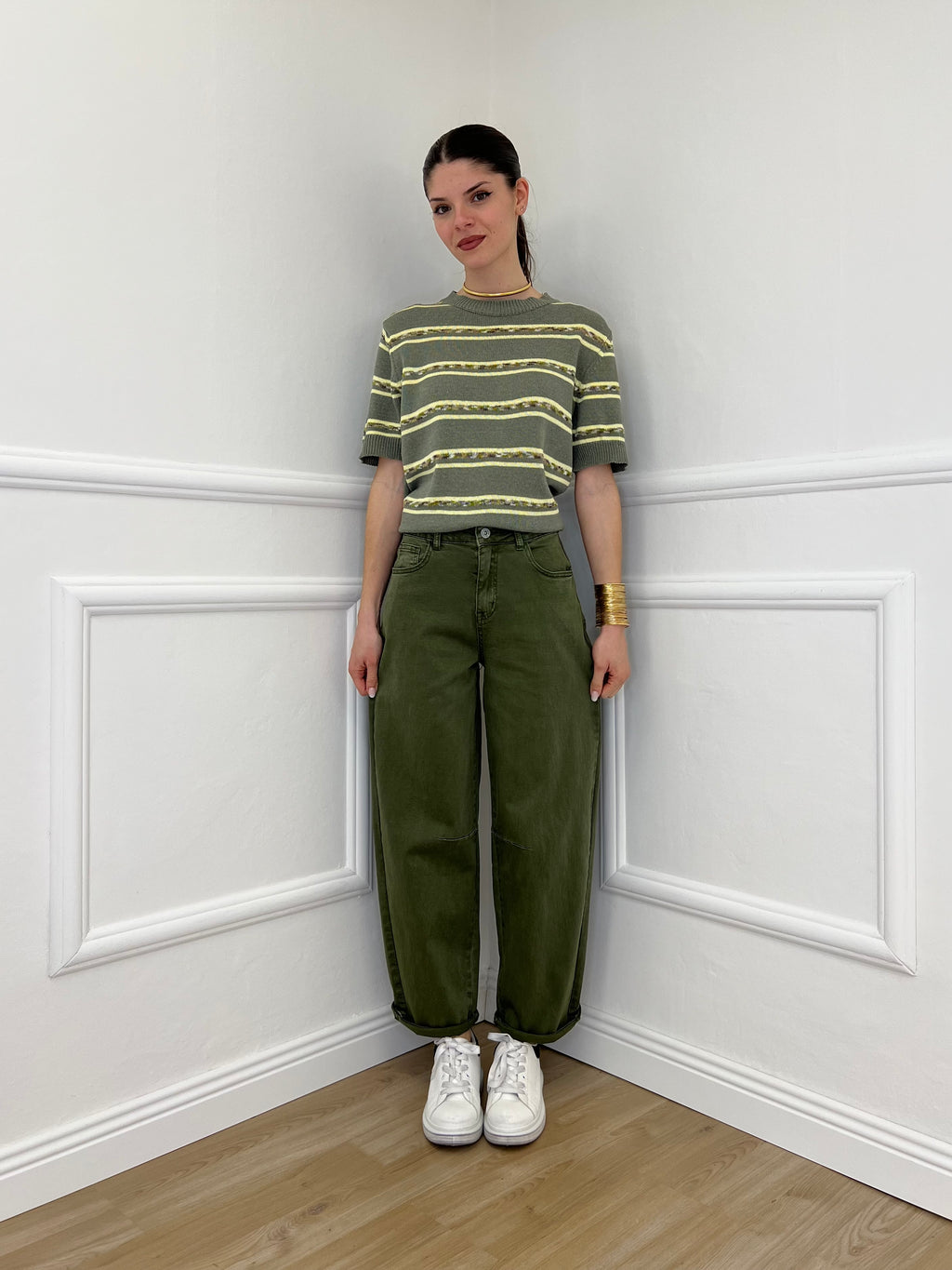 Jeans Balloon Slim 8059 Verde Militare