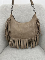 Borsa Hobo Scamosciata Frange 90677