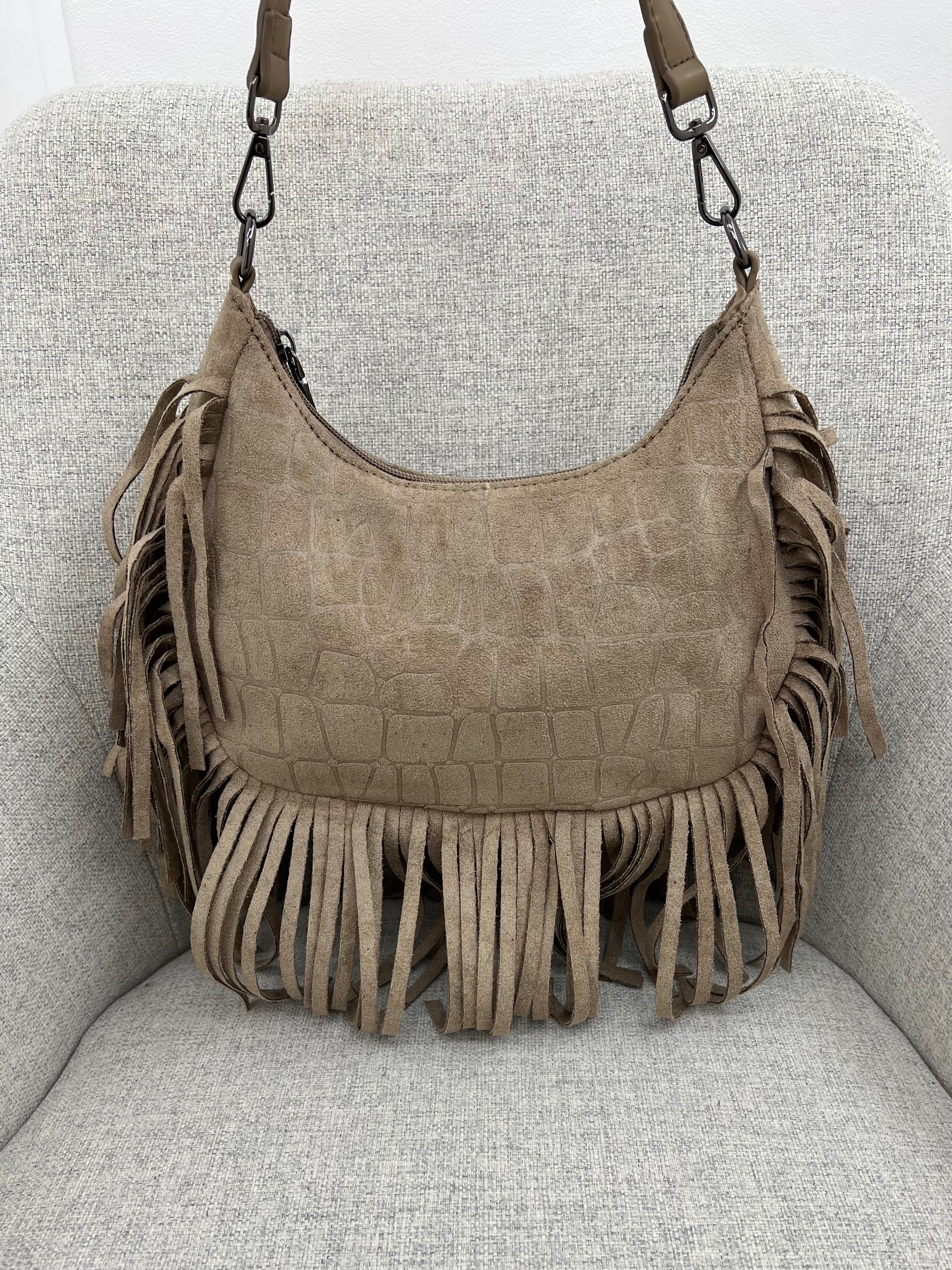 Borsa Hobo Scamosciata Frange 90677