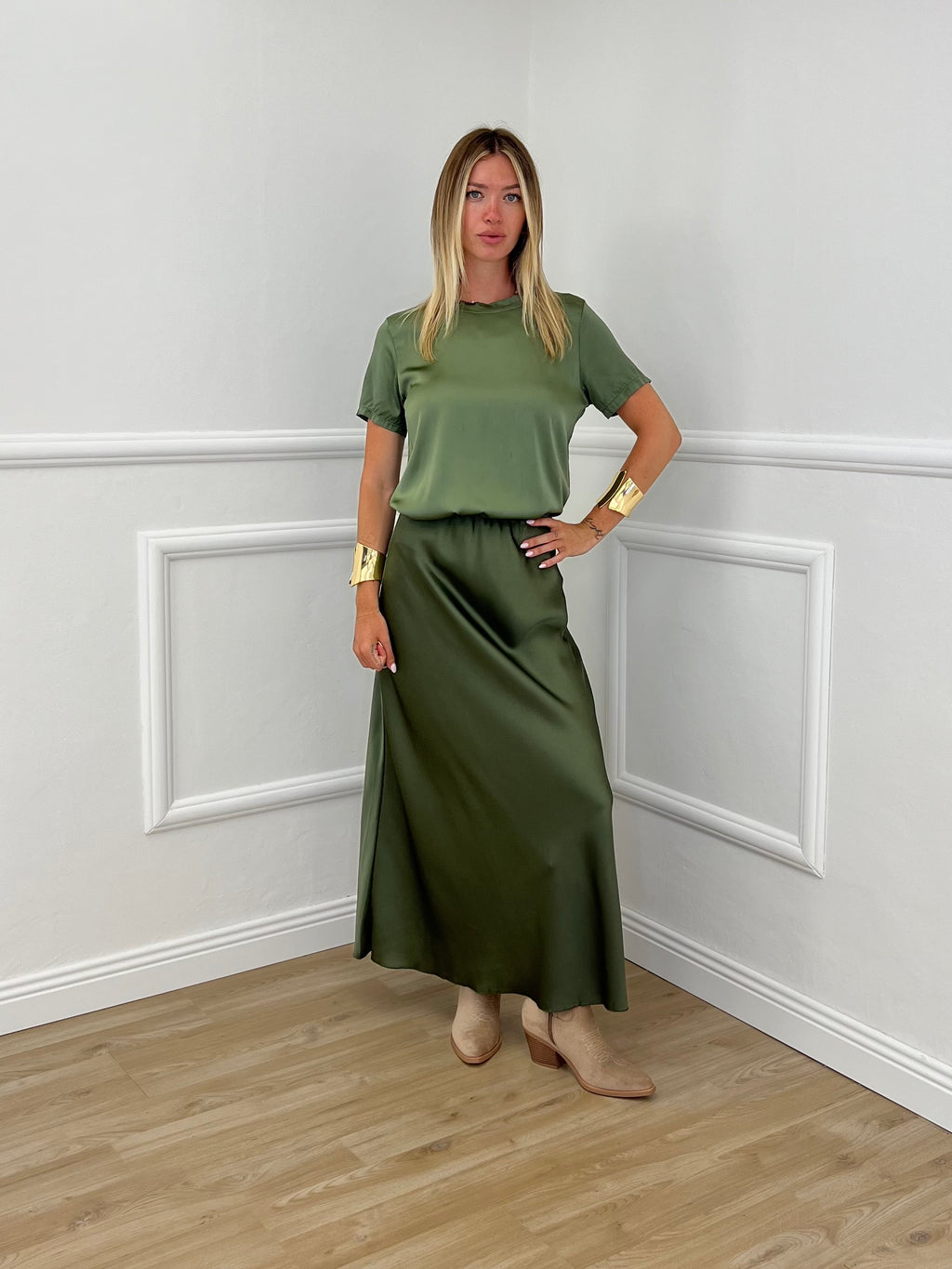 Longuette In Satin 2236 Verde Militare
