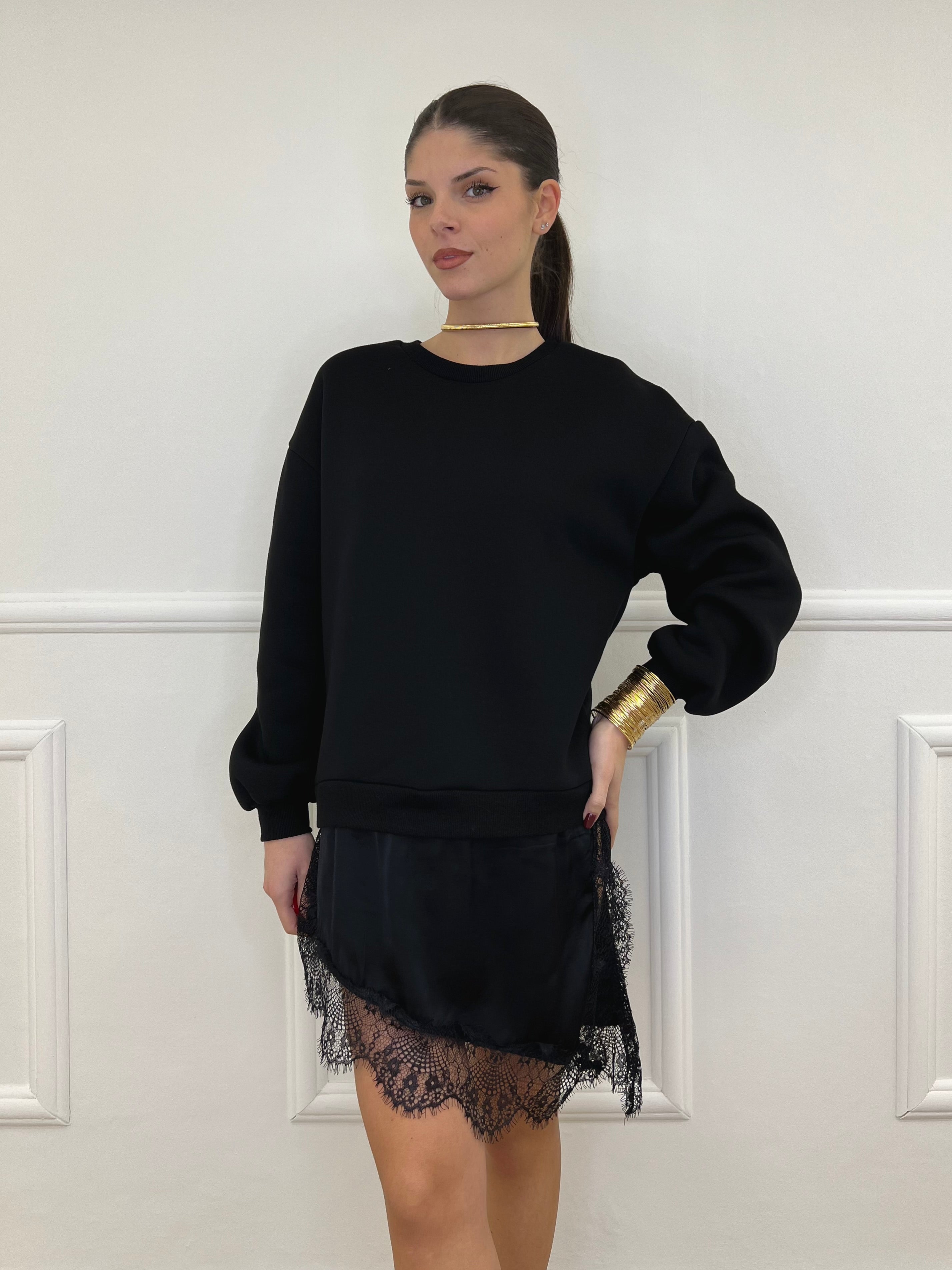 Felpa con Pizzo Lumina LD3849 Nero