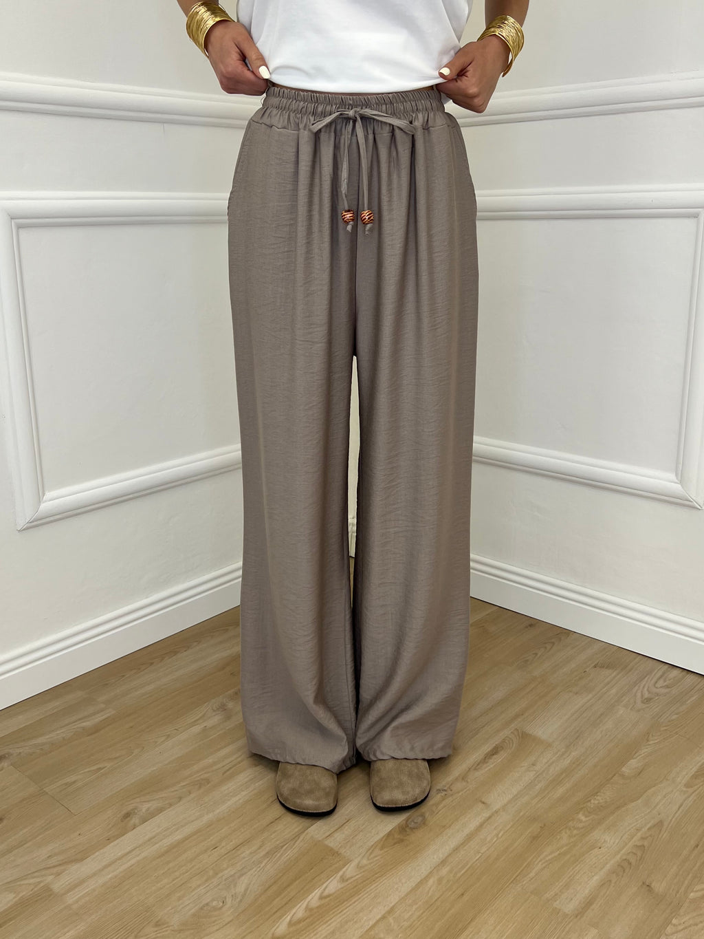 Pantalone Froissé Coulisse 81005 Taupe