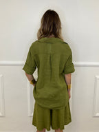 Camicia Over 100% Lino 1789 Verde Olio