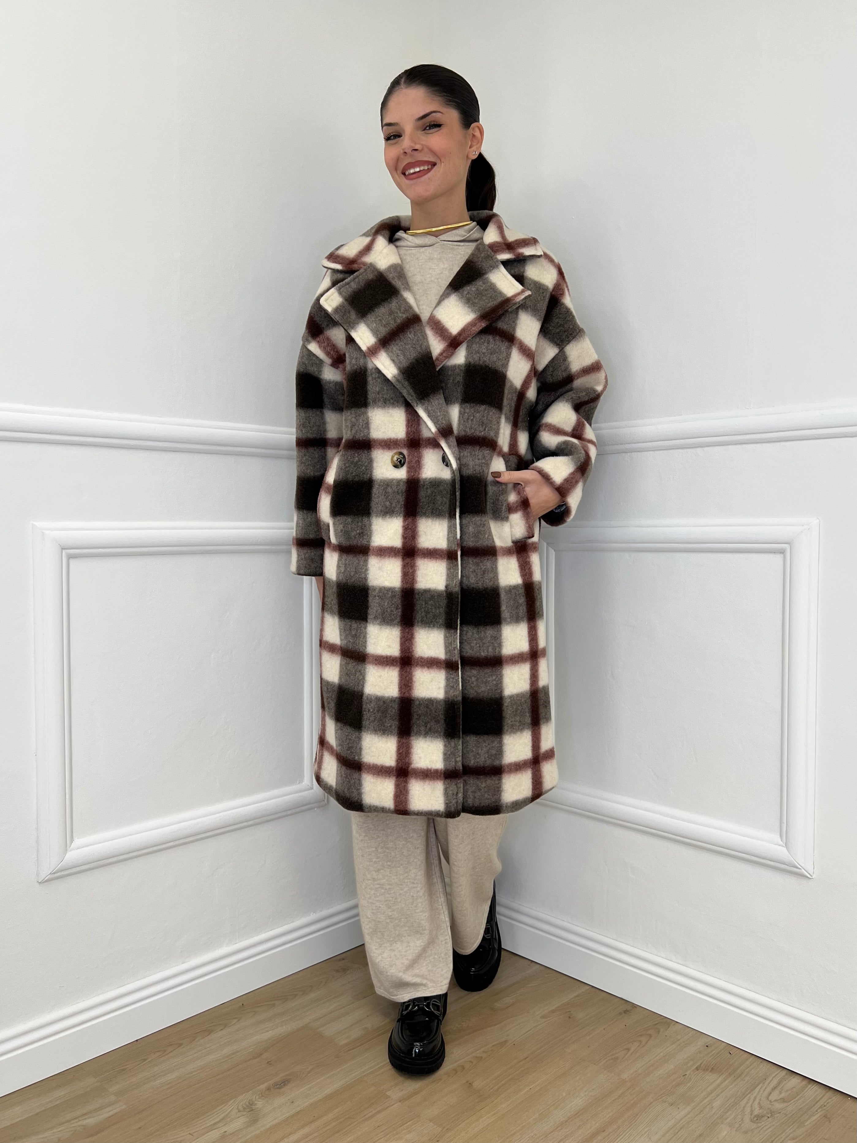 Cappotto Madras Doppiopetto 57080 Burgundy