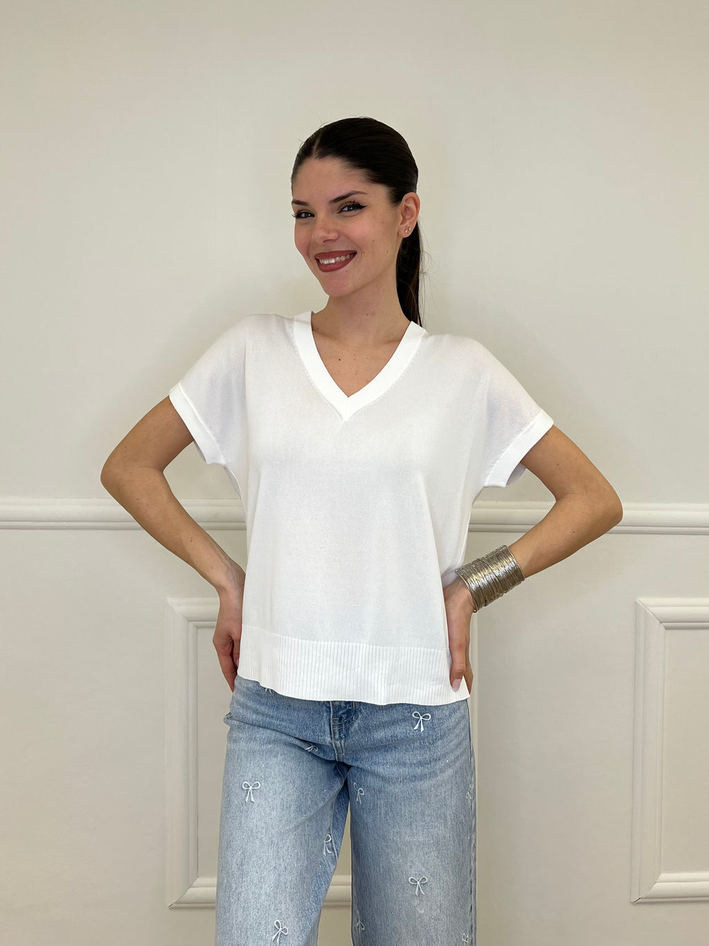 Maglia in Viscosa Scollo V 6269