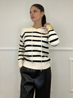 Felpa in Maglia Righe 8130 Panna