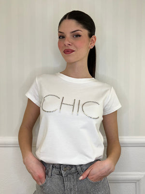 T-shirt Chic Borchie 24022 Bianco - Bazar Abbigliamento