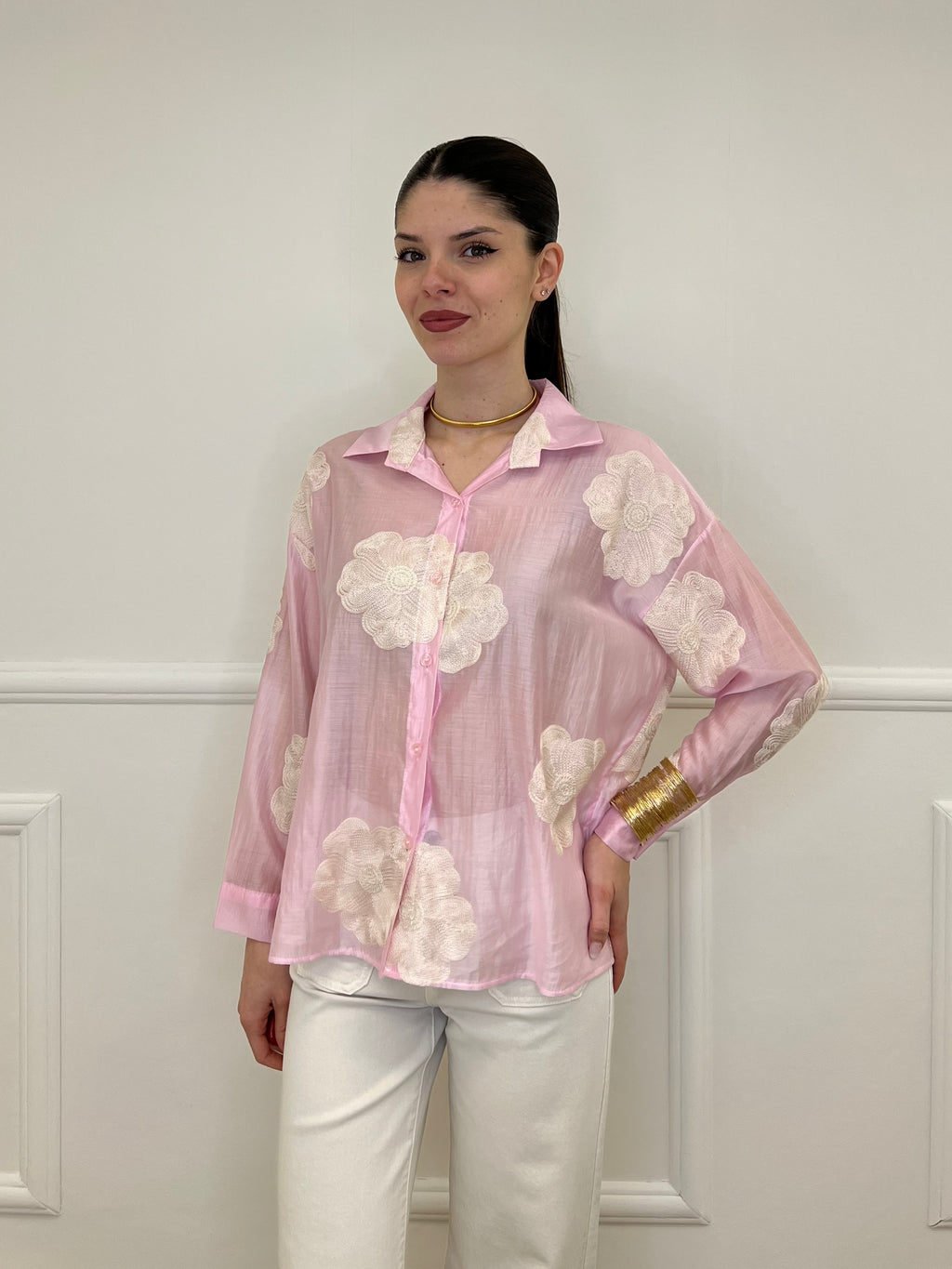 Camicia Tencel Ricami 7357 Rosa