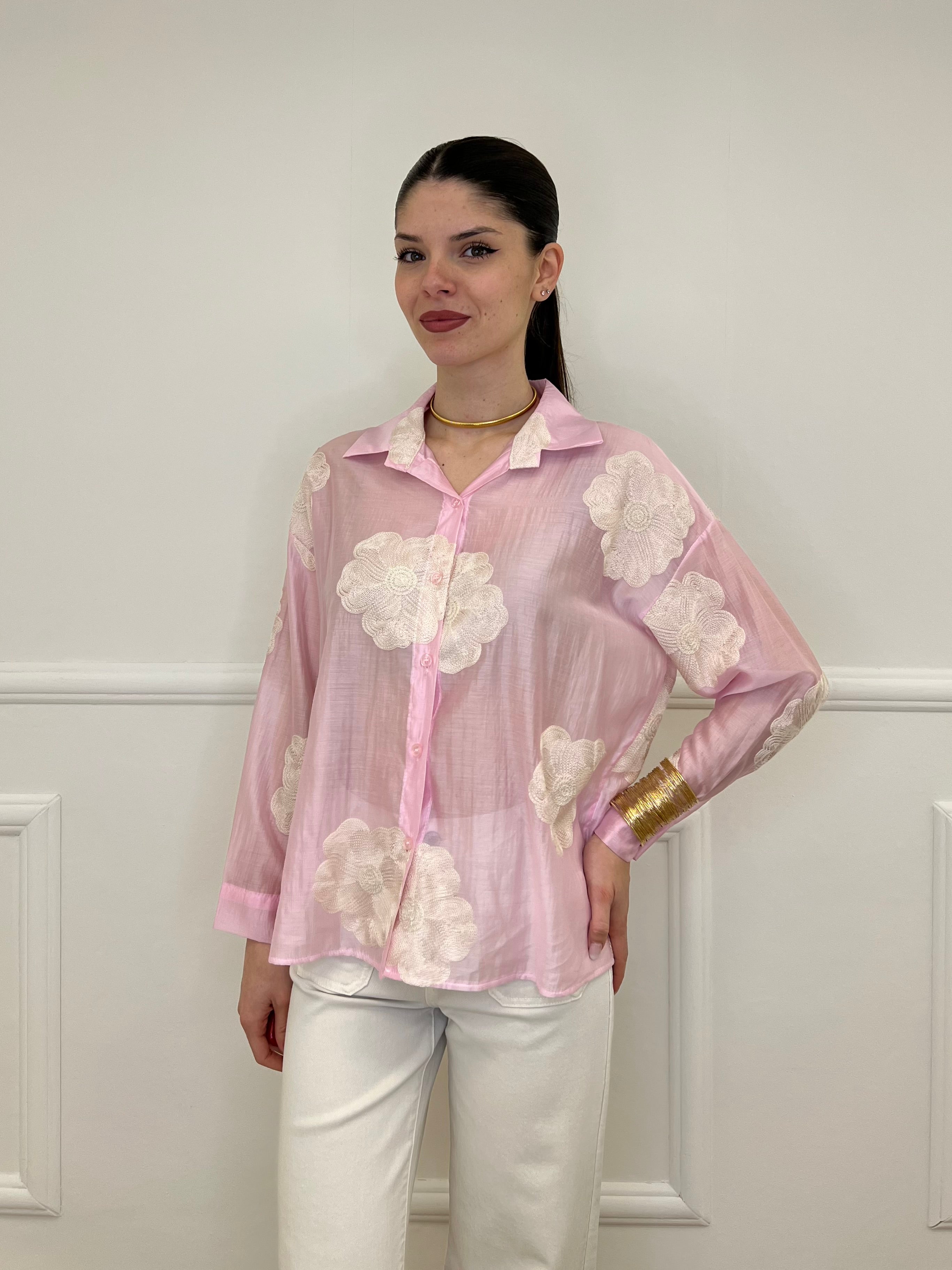 Camicia Tencel Ricami 7357 Rosa