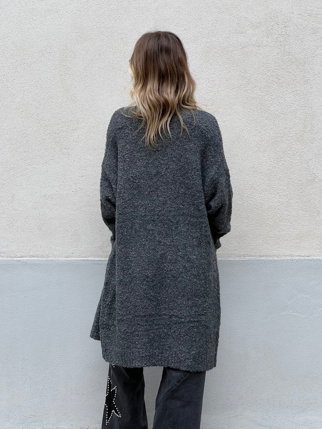 Cardigan Lana e Viscosa Bouclé 125 Grigio