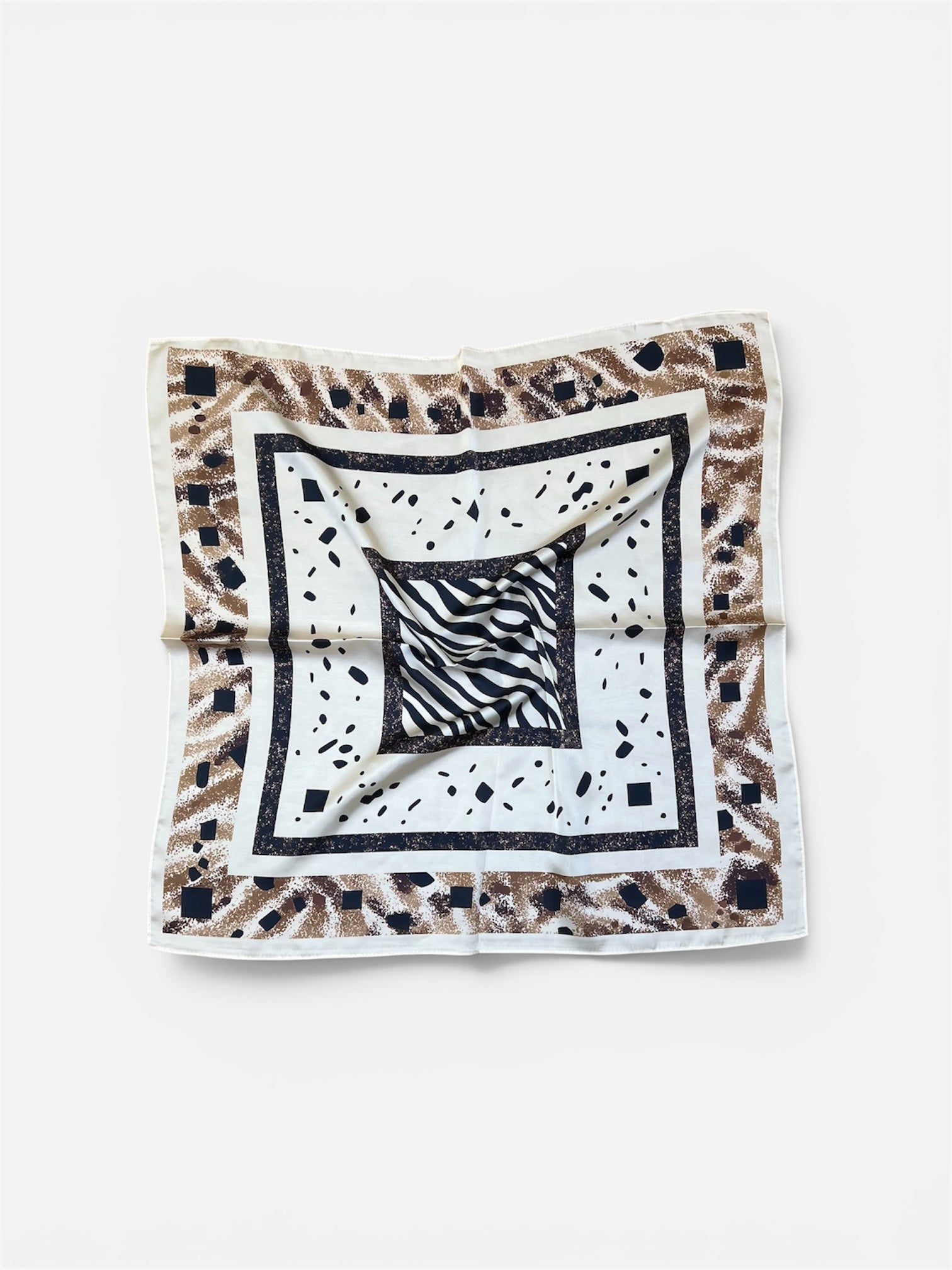 Foulard Geometrico in Viscosa W639 Ecru